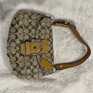 Coach signature c jacquard soft shoulder bag.  Tan